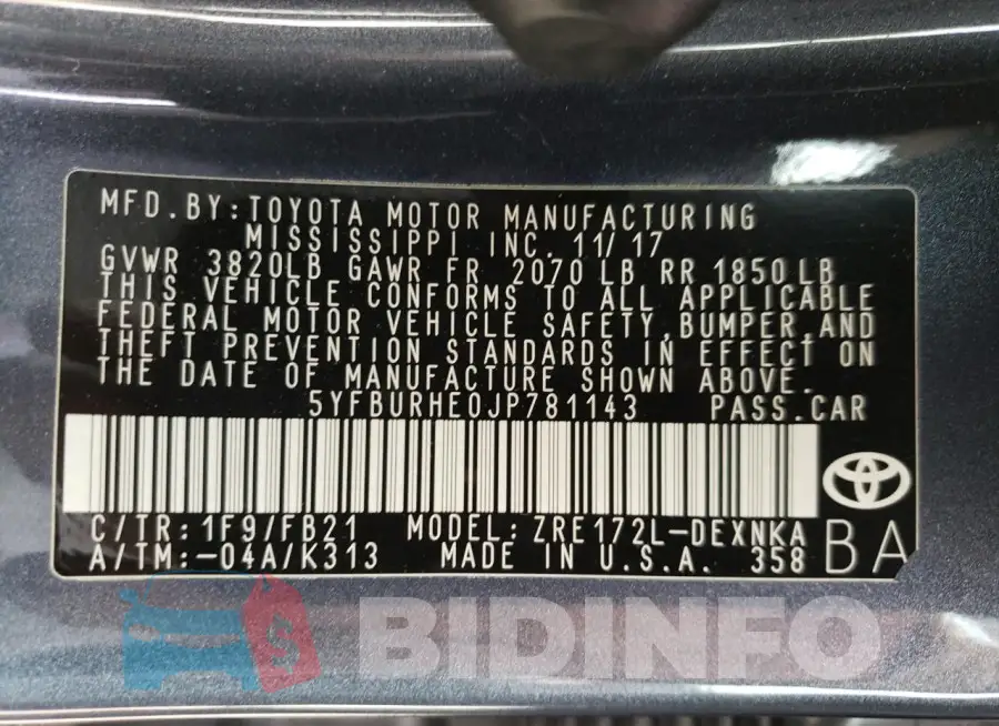 5YFBURHE0JP781143 Photo# 12