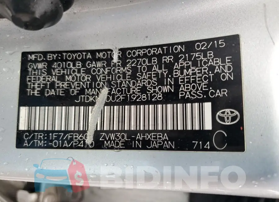 JTDKN3DU2F1928128 Photo# 12