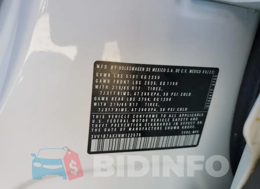 3VV1B7AX2NM122576 Photo# 13