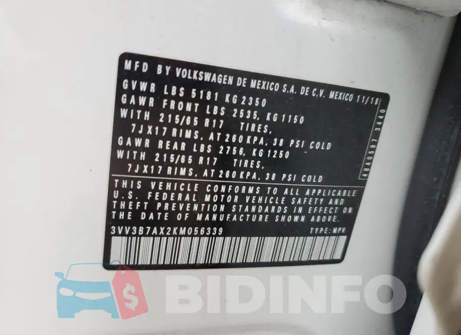 3VV3B7AX2KM056339 Photo# 12