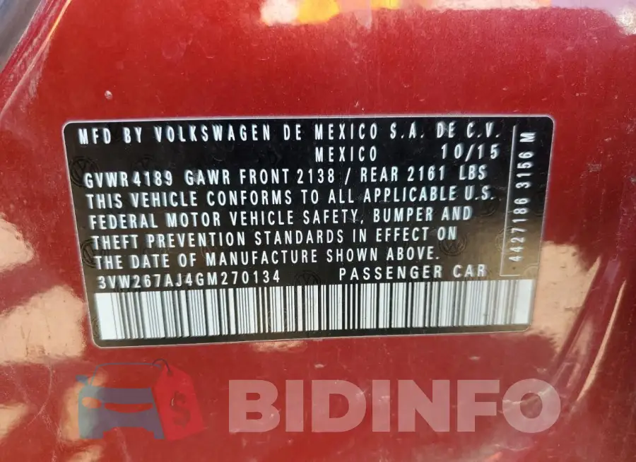 3VW267AJ4GM270134 Photo# 12