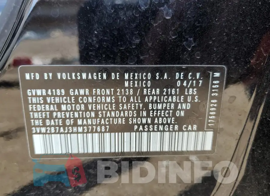 3VW2B7AJ3HM377687 Photo# 12