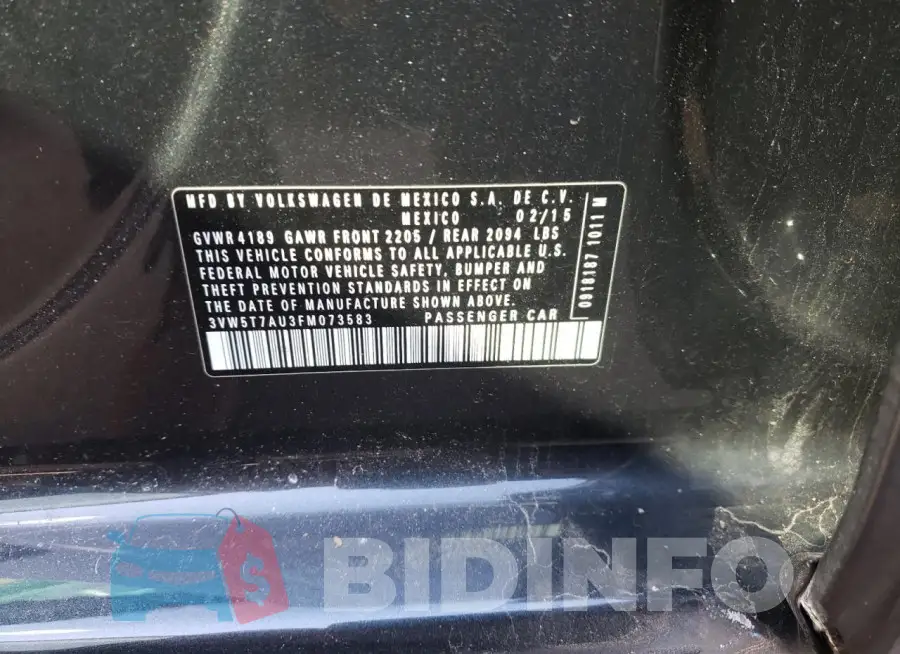 3VW5T7AU3FM073583 Photo# 13