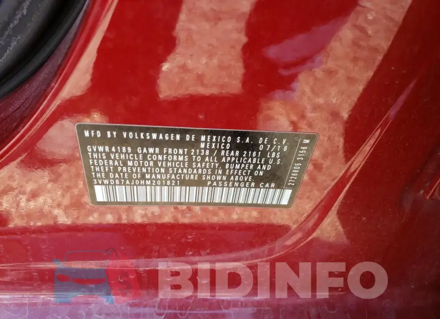 3VWDB7AJ0HM201821 Photo# 13