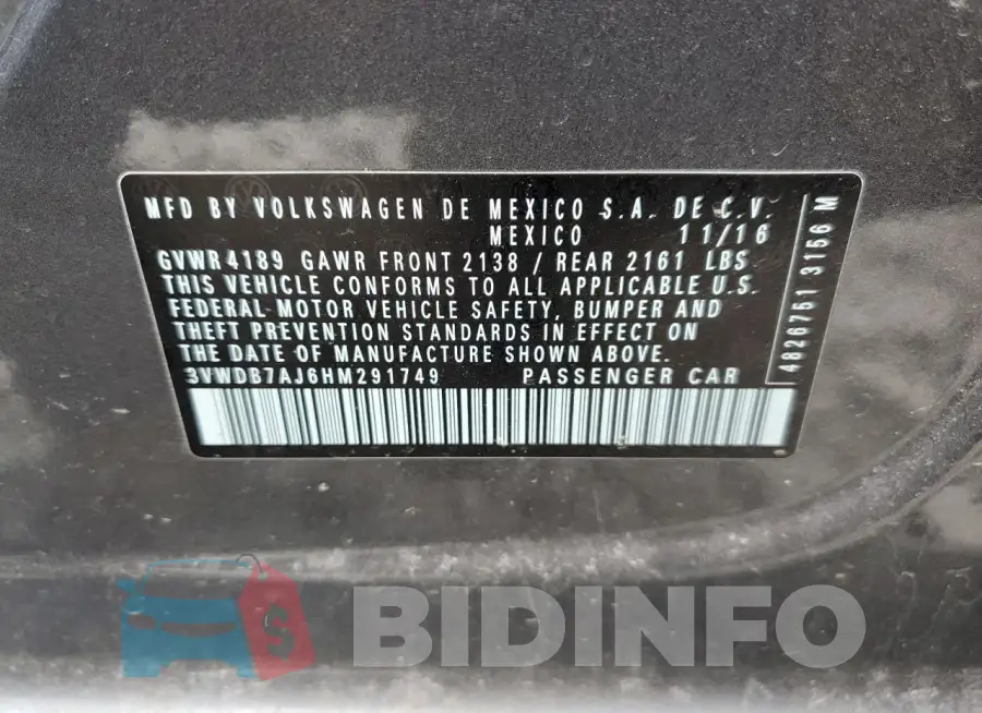 3VWDB7AJ6HM291749 Photo# 12