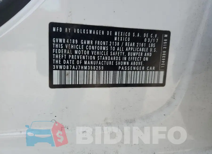 3VWDB7AJ7HM358259 Photo# 12