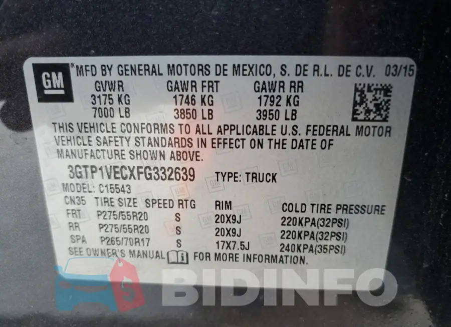 3GTP1VECXFG332639 Photo# 12
