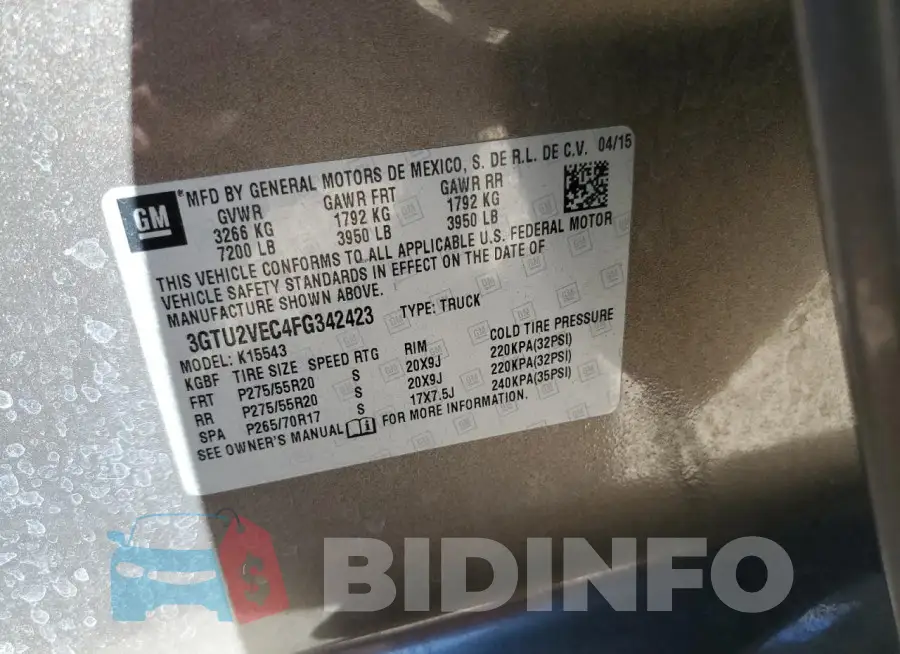3GTU2VEC4FG342423 Photo# 12
