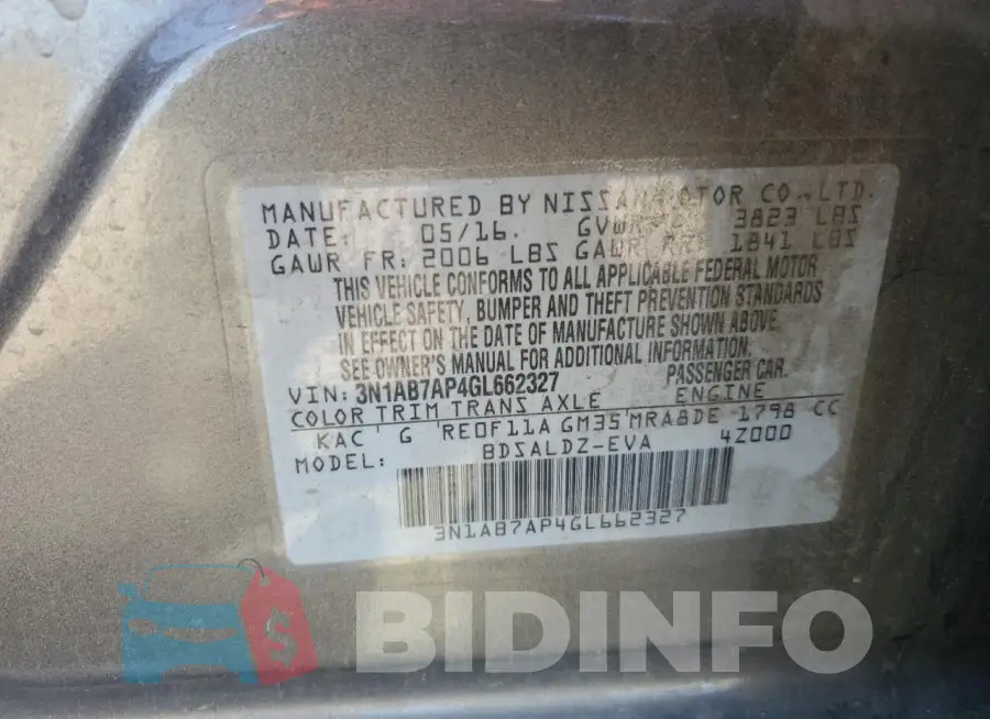 3N1AB7AP4GL662327 Photo# 12