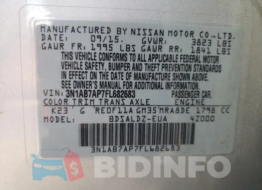 3N1AB7AP7FL682683 Photo# 12