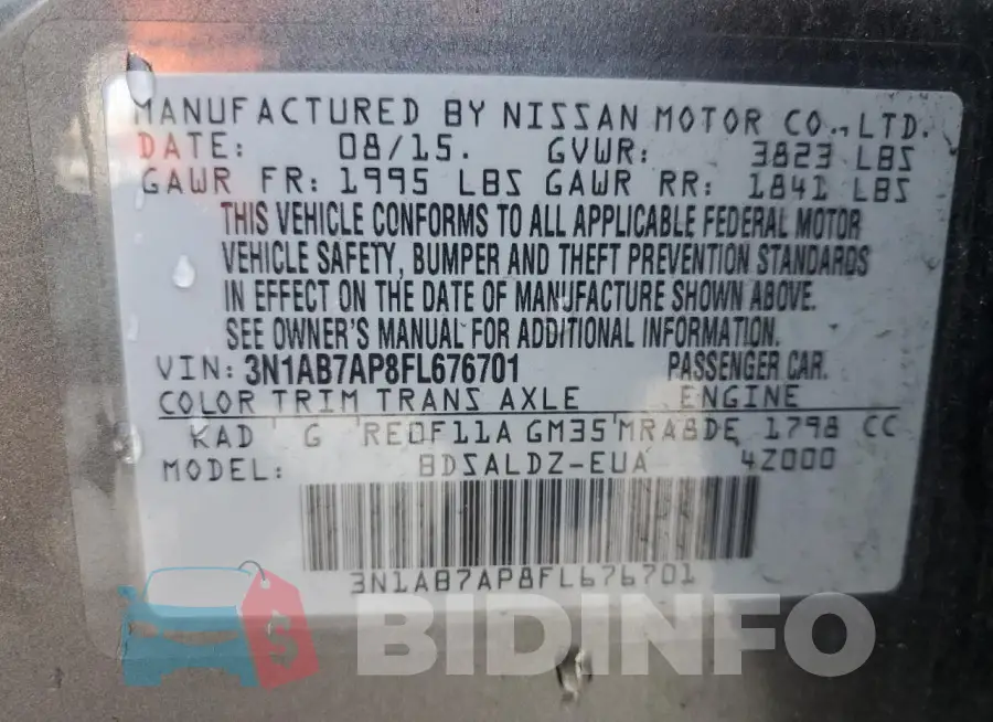 3N1AB7AP8FL676701 Photo# 12
