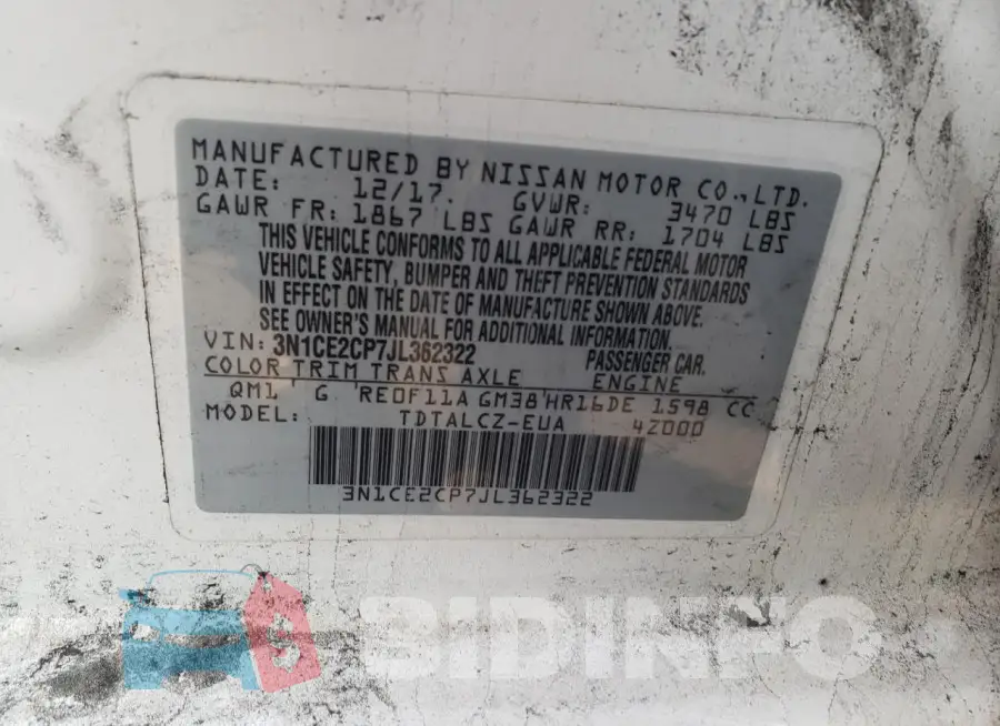 3N1CE2CP7JL362322 Photo# 12