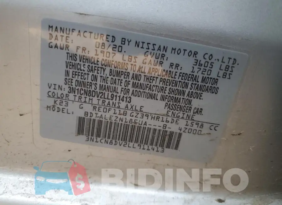 3N1CN8DV2LL911413 Photo# 12