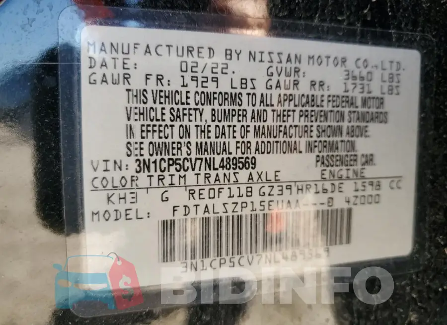 3N1CP5CV7NL489569 Photo# 12