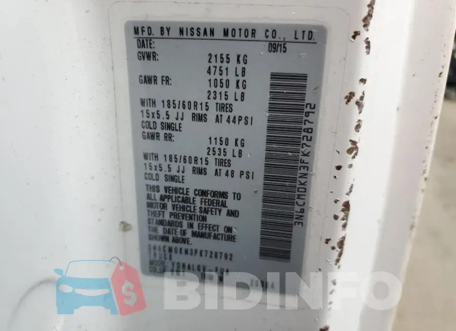 3N6CM0KN3FK728792 Photo# 12