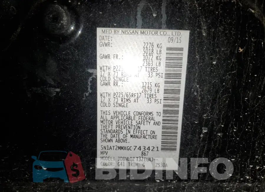 5N1AT2MMXGC743421 Photo# 14