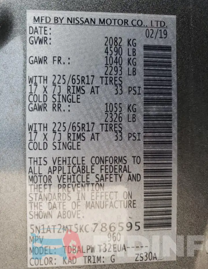 5N1AT2MT5KC786595 Photo# 13