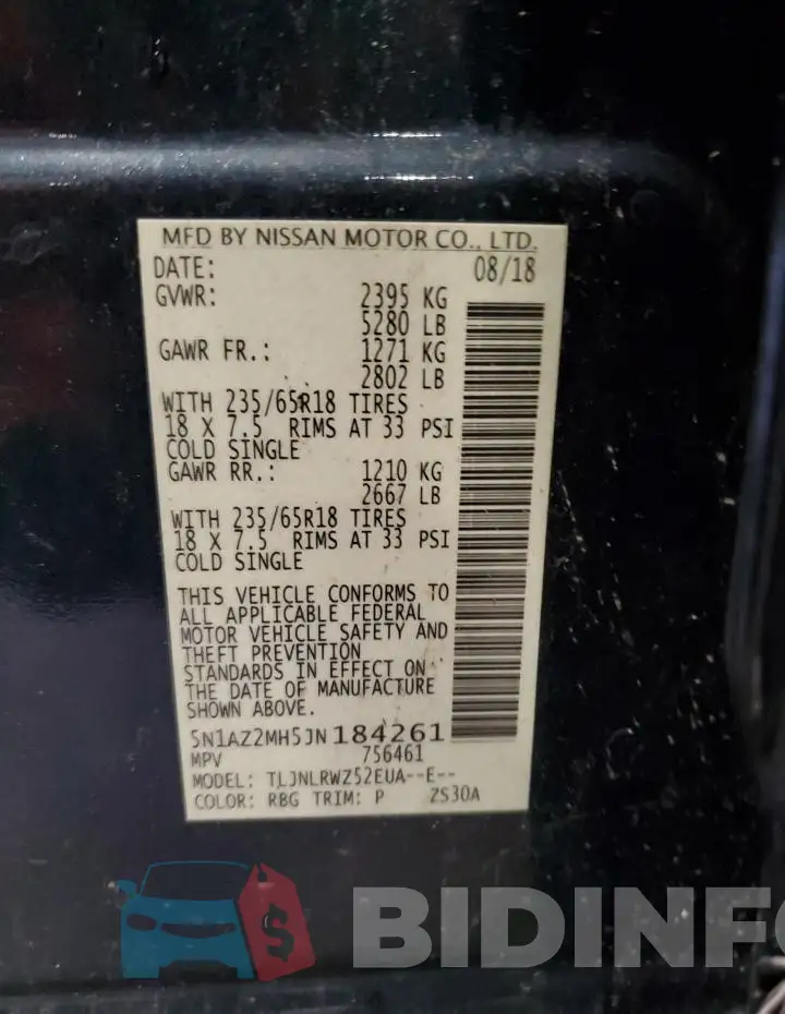 5N1AZ2MH5JN184261 Photo# 14