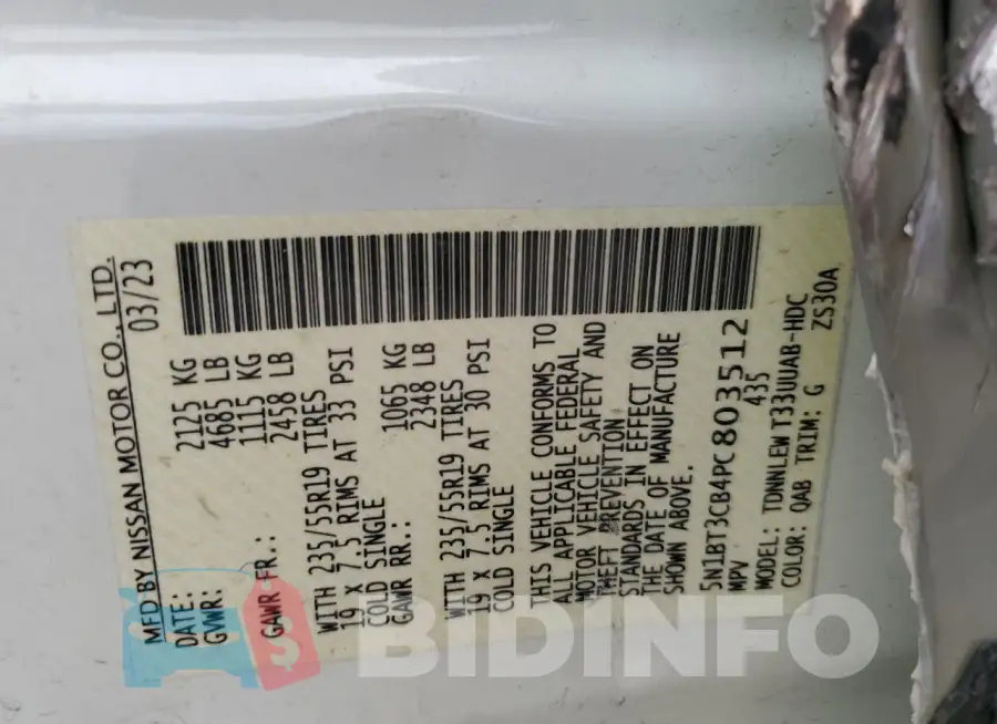 5N1BT3CB4PC803512 Photo# 13