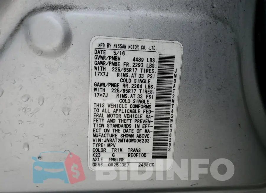 JN8AT2MT4GW006293 Photo# 13
