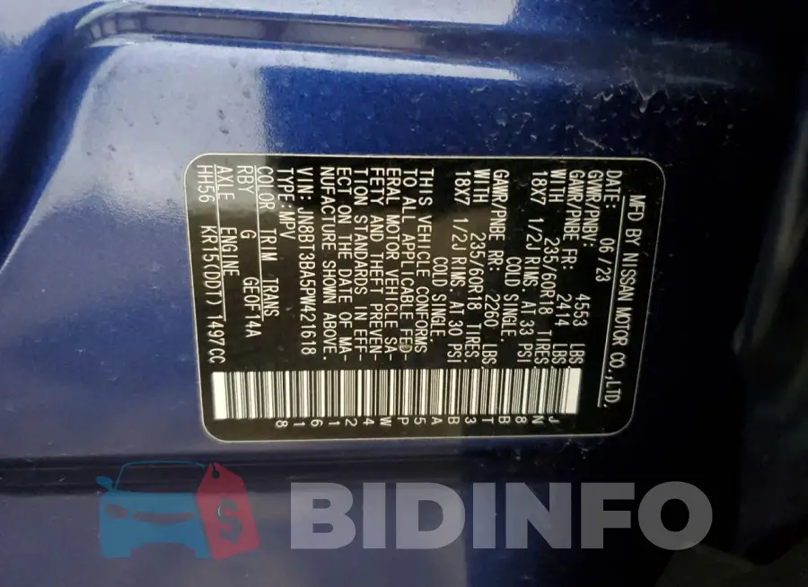 JN8BT3BA5PW421618 Photo# 13