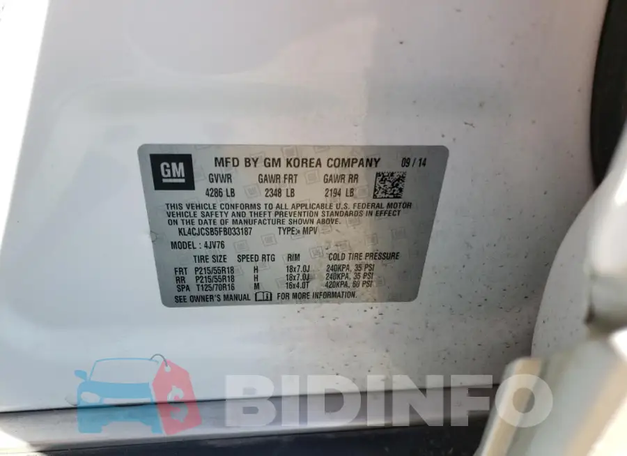 KL4CJCSB5FB033187 Photo# 13