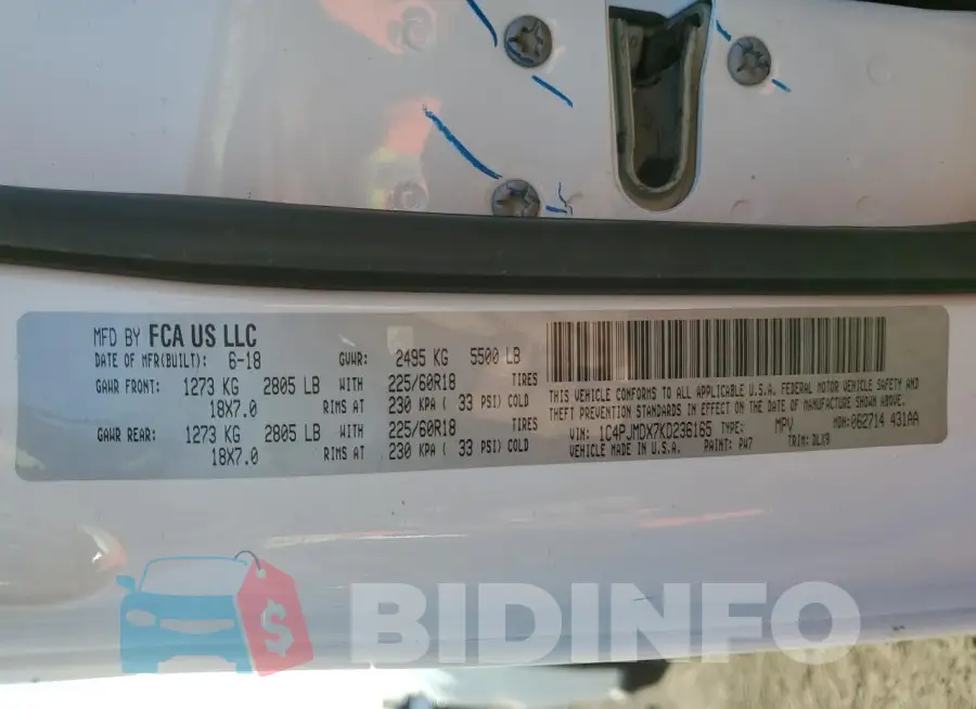 1C4PJMDX7KD236165 Photo# 12