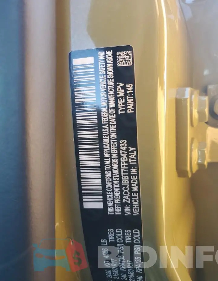 ZACCJBBT7FPB47433 Photo# 12