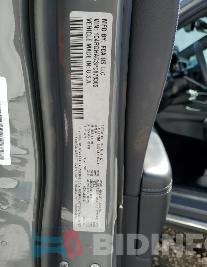 1C4RDHAG3PC678305 Photo# 13