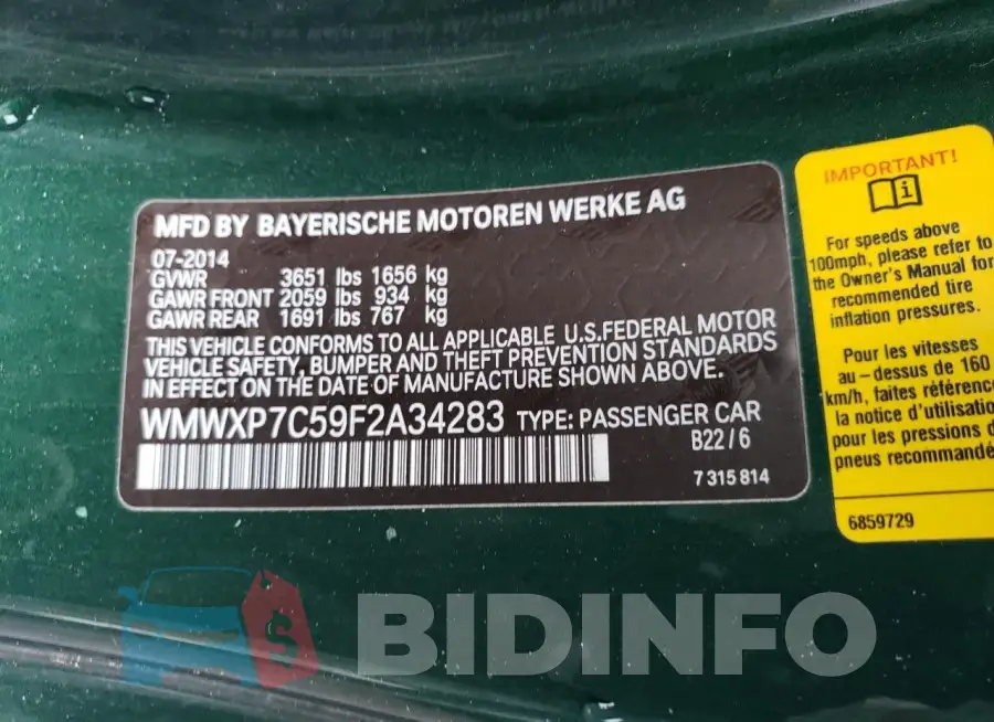 WMWXP7C59F2A34283 Photo# 12