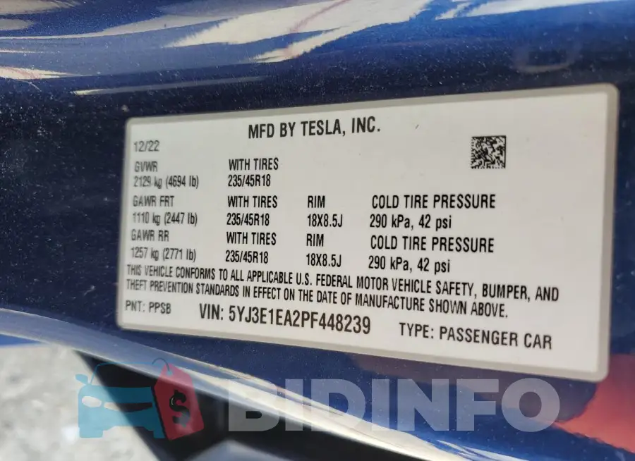 5YJ3E1EA2PF448239 Photo# 13