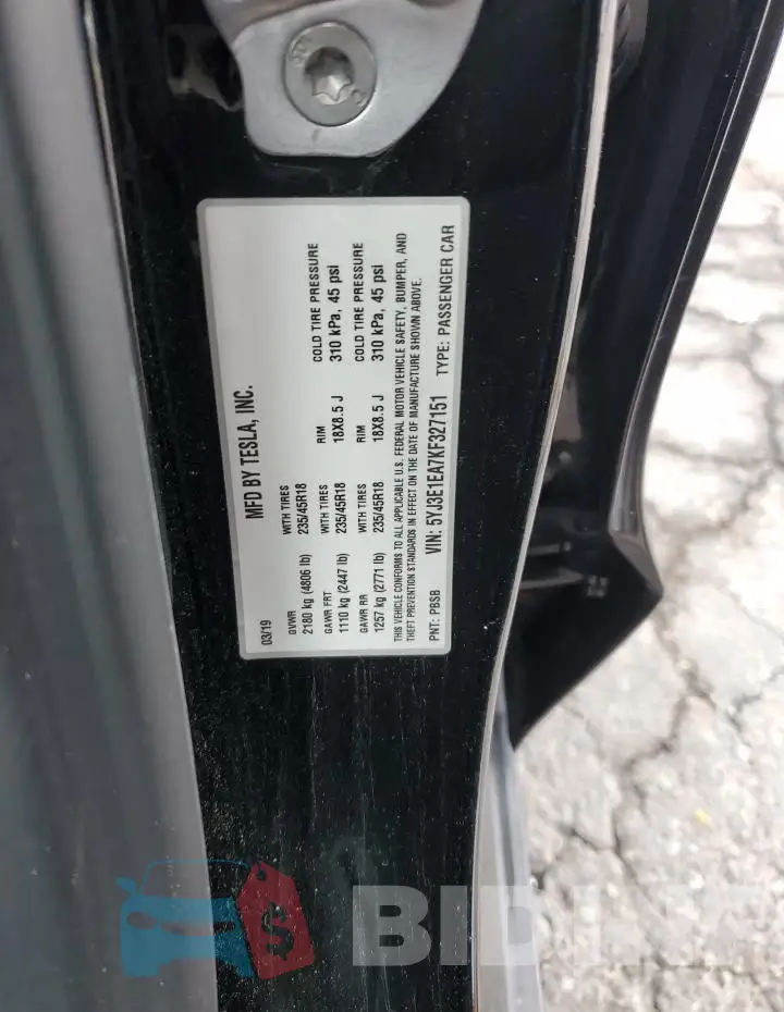 5YJ3E1EA7KF327151 Photo# 12