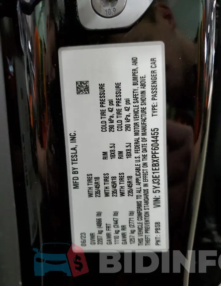 5YJ3E1EBXPF604455 Photo# 13