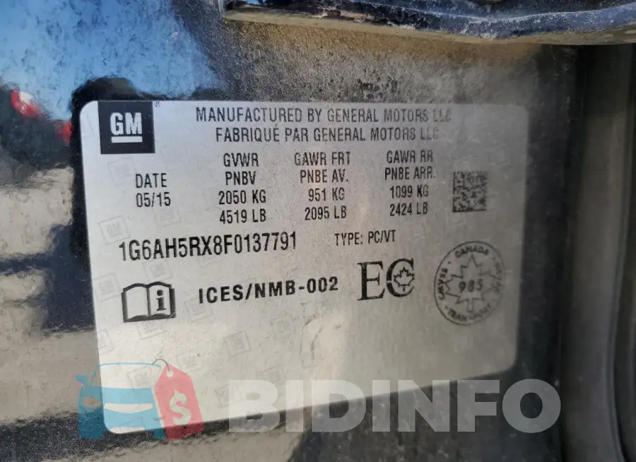 1G6AH5RX8F0137791 Photo# 12