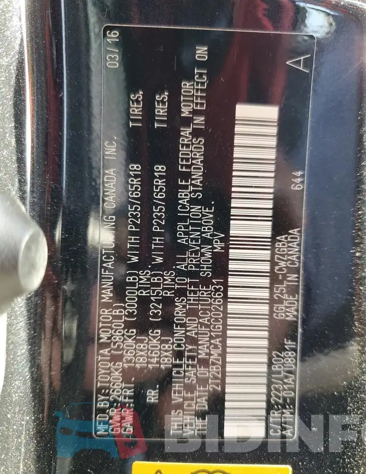2T2BZMCA1GC026631 Photo# 14