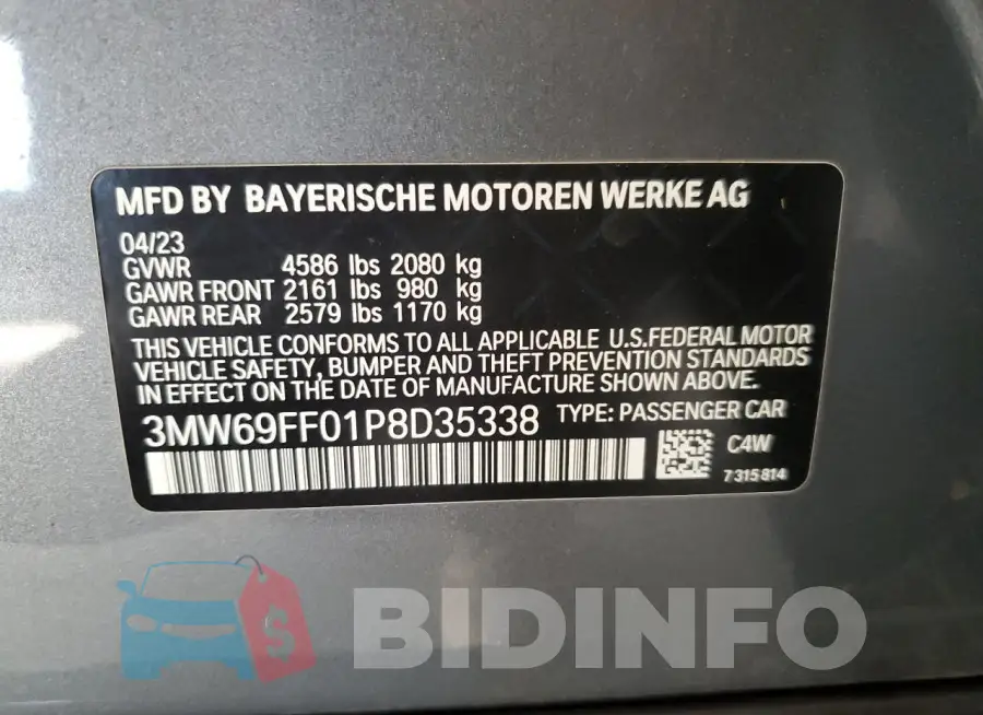 3MW69FF01P8D35338 Photo# 12