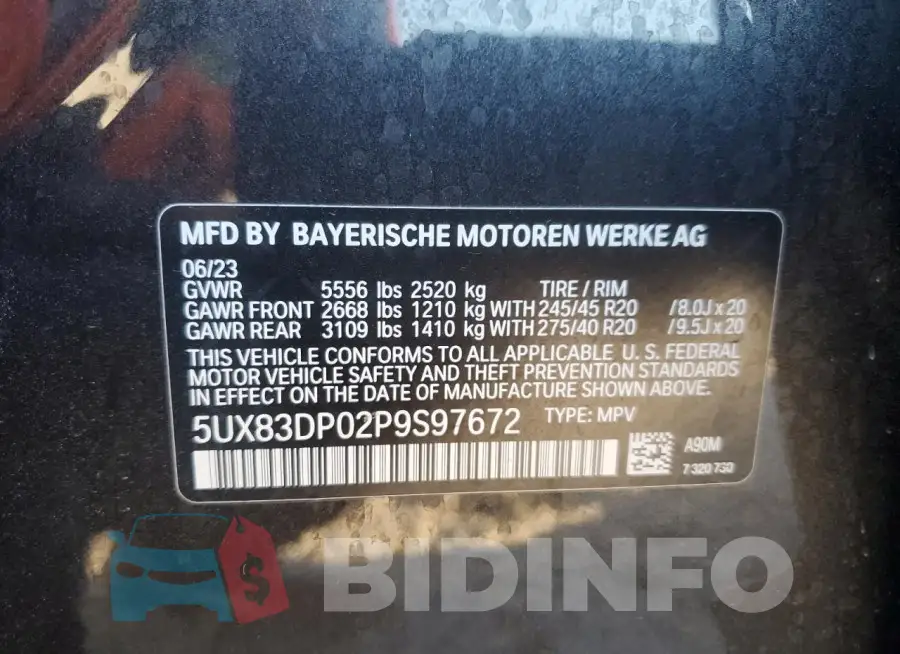 5UX83DP02P9S97672 Photo# 13