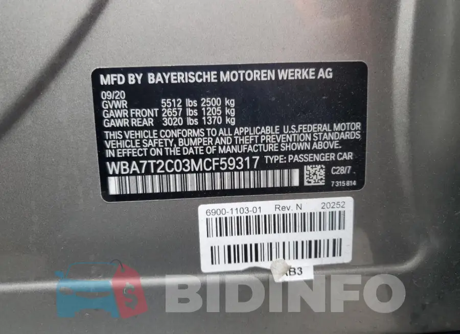 WBA7T2C03MCF59317 Photo# 12
