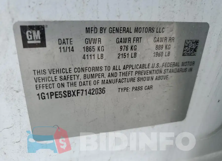 1G1PE5SBXF7142036 Photo# 12