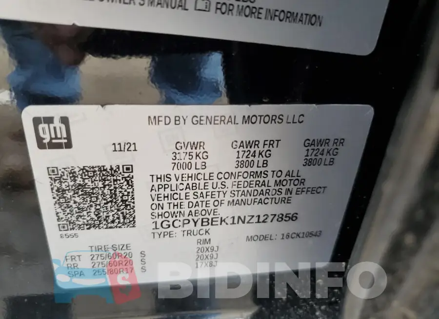 1GCPYBEK1NZ127856 Photo# 12
