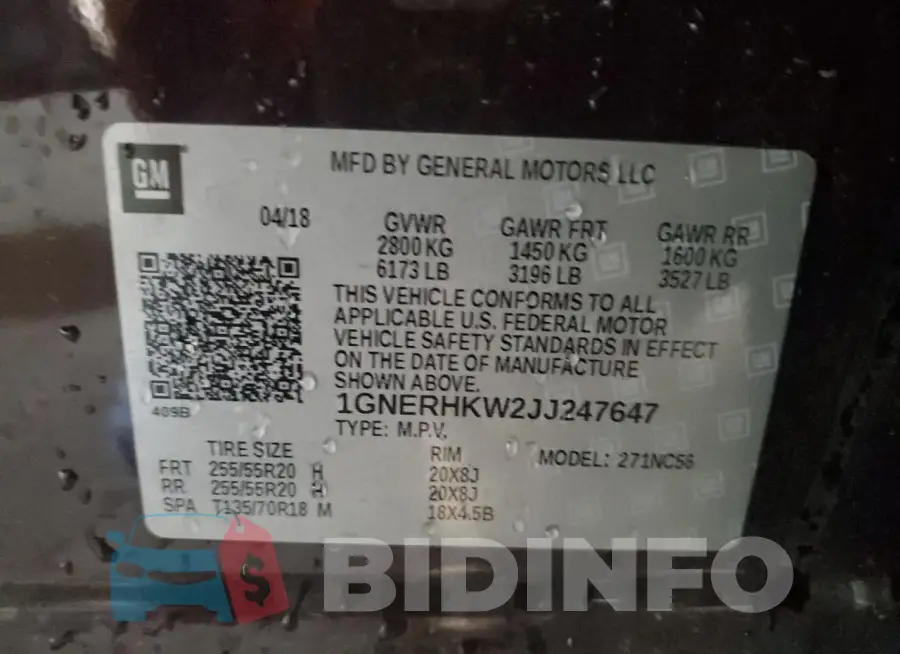 1GNERHKW2JJ247647 Photo# 14