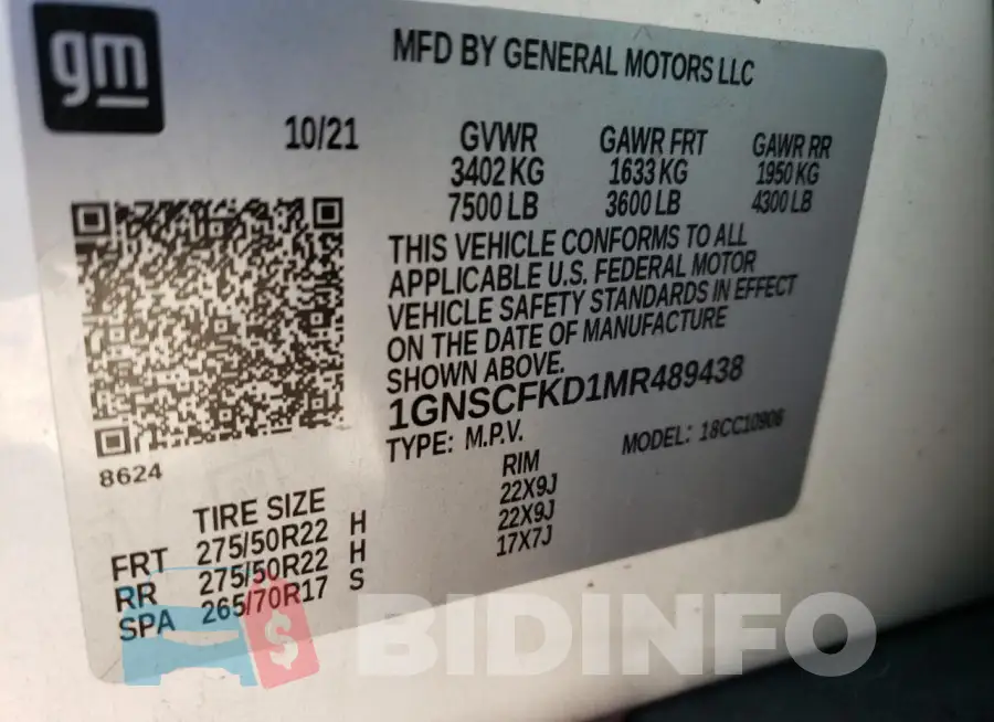 1GNSCFKD1MR489438 Photo# 13