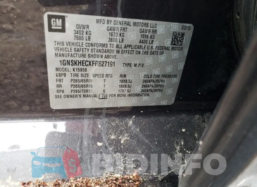 1GNSKHECXFR627191 Photo# 12