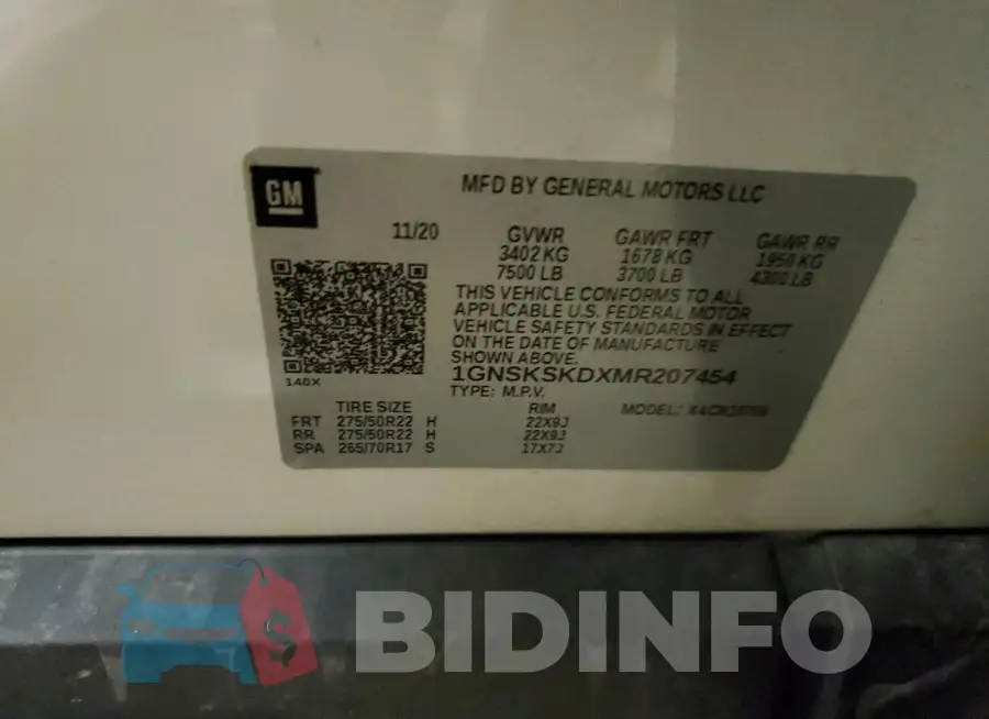 1GNSKSKDXMR207454 Photo# 14