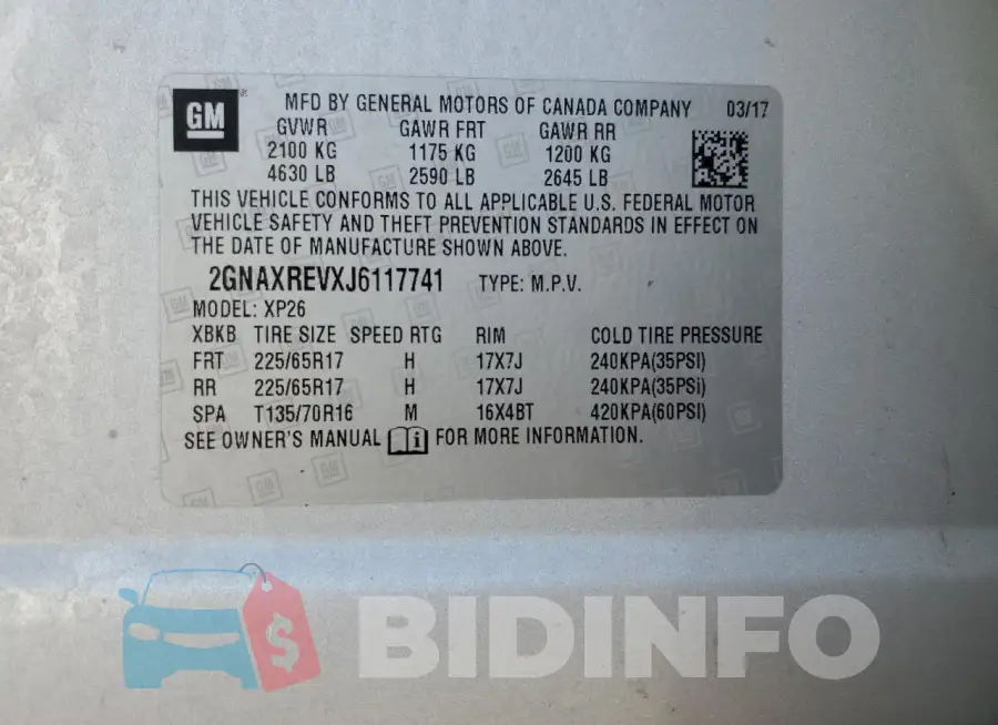 2GNAXREVXJ6117741 Photo# 13
