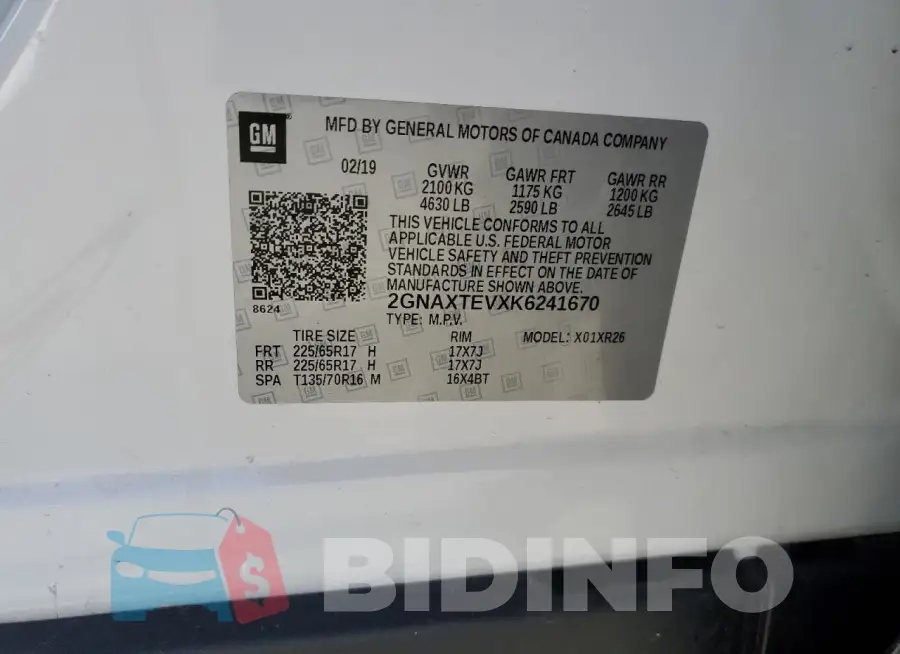 2GNAXTEVXK6241670 Photo# 12