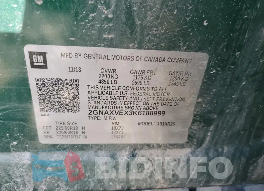 2GNAXVEX3K6188999 Photo# 13