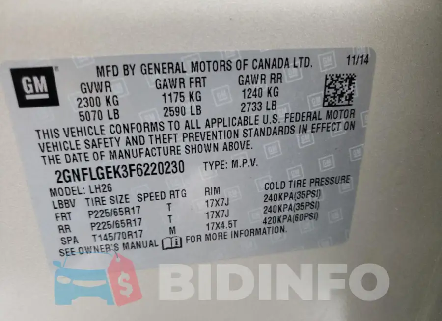 2GNFLGEK3F6220230 Photo# 12
