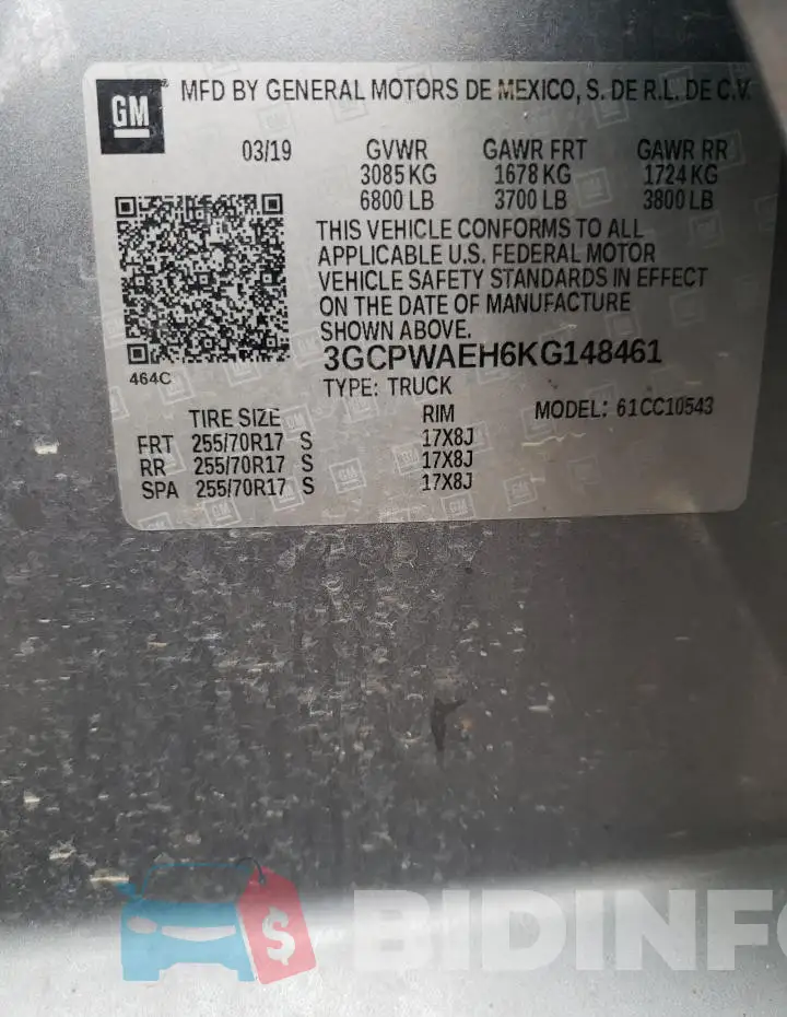 3GCPWAEH6KG148461 Photo# 13