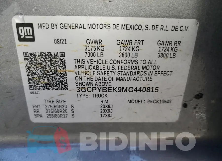 3GCPYBEK9MG440815 Photo# 12
